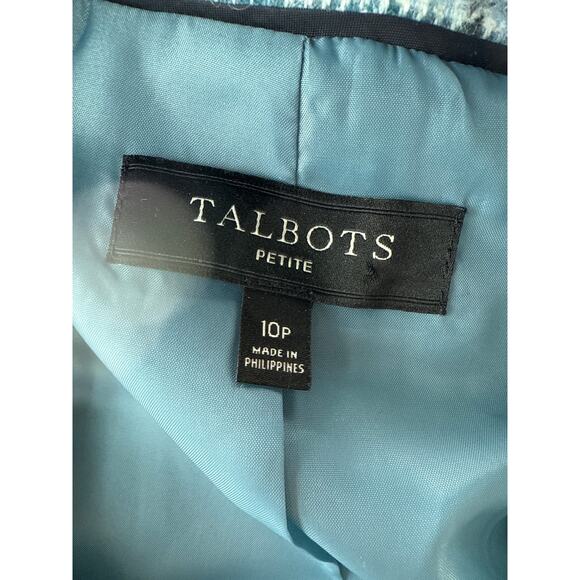 Talbot's Wool Blend Blue Plaid Classic Shetland Blazer 10P Classic - Picture 2 of 10